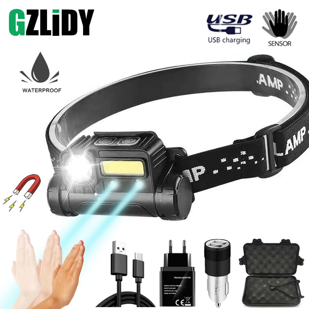 Налобний ліхтар BL-123 XPE+COB з датчиком руху - мініатюра 6