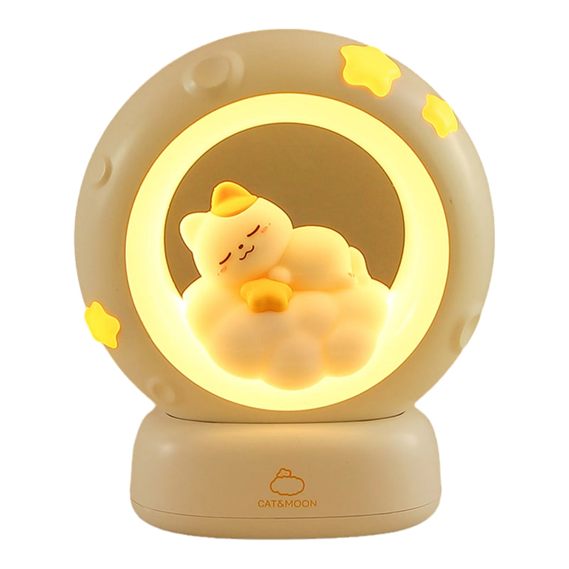 Чарівний нічник у вигляді котика з місяцем для дому ∙ Дитячий настільний нічник Котик з Місяцем