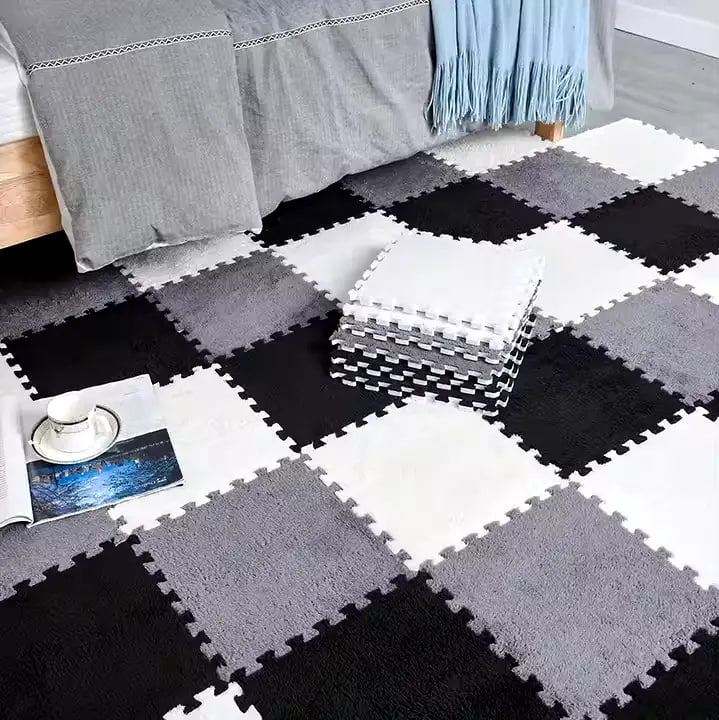 Килимок-пазл плюшевий 30×30 см для дому ∙ М’який ігровий килимок для дітей та дорослих