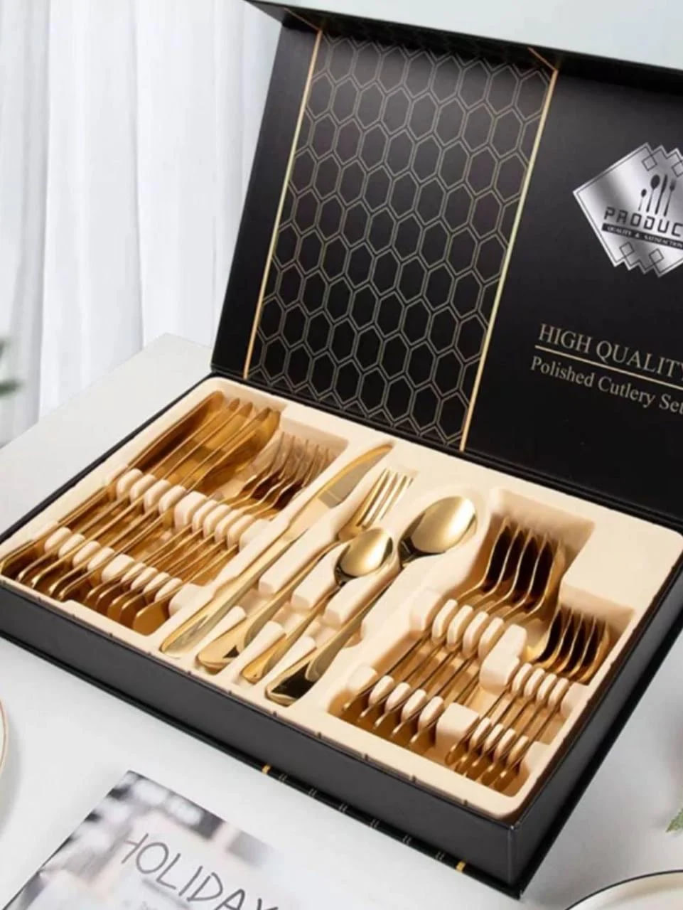 Набір столових приборів на 6 персон набір ложок виделок і ножів 24 предмети в коробці ∙ Столові прибори з нержавіючої сталі Portugal Collection - мініатюра 5