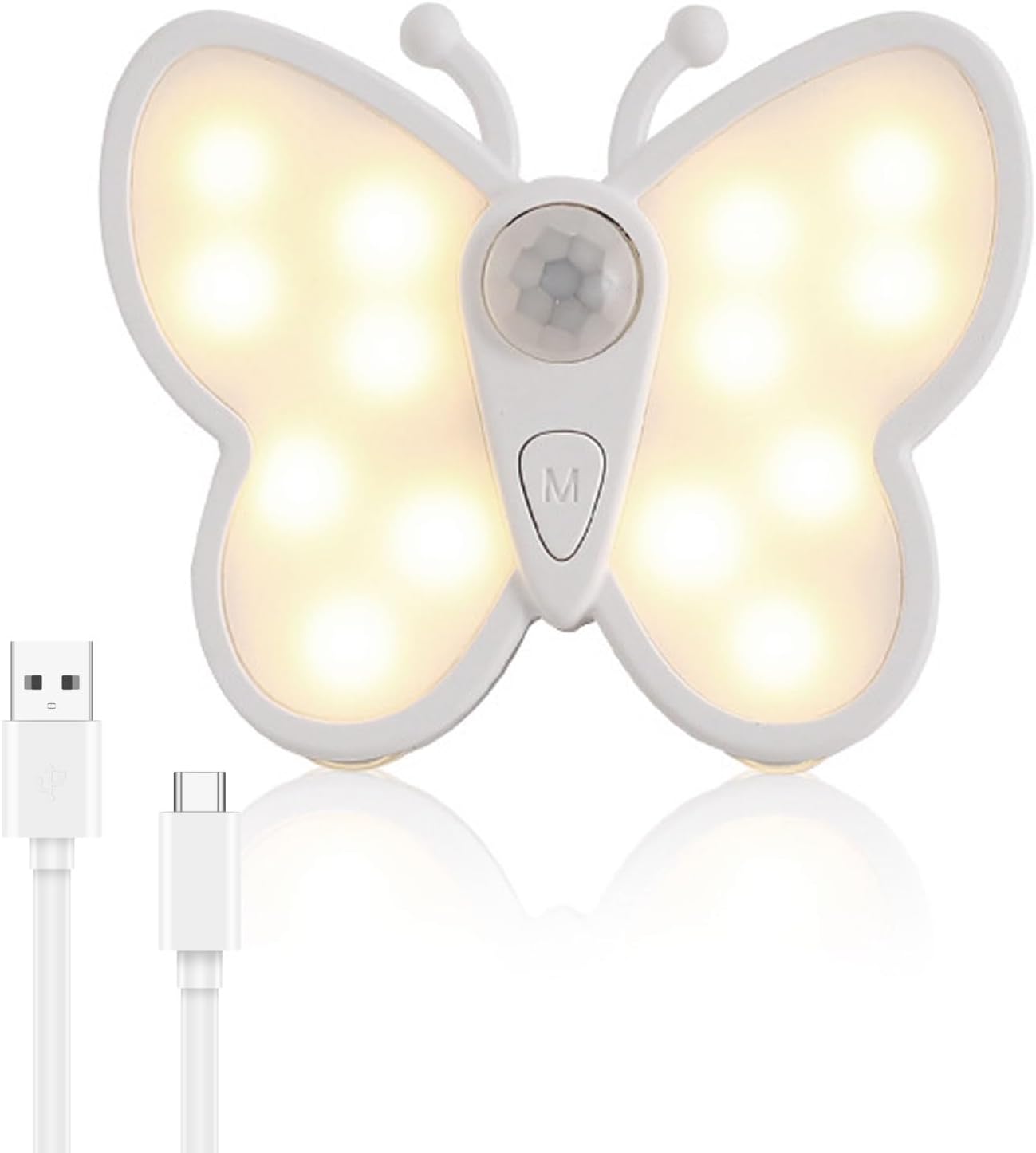 Світлодіодний нічник-бабочка з датчиком руху ∙ Перезаряджуваний нічник «Бабочка» для декору кімнати - мініатюра 2