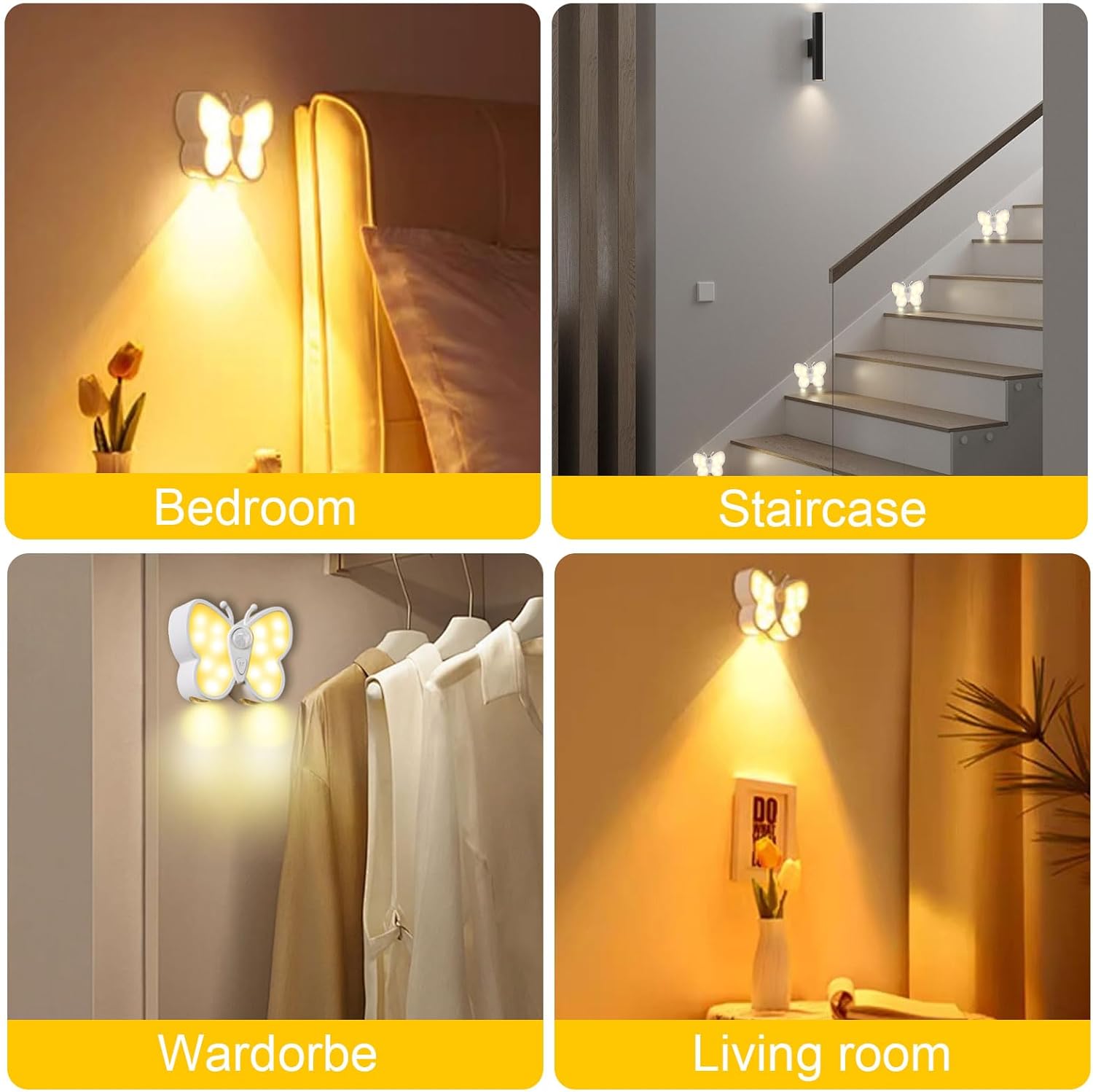 Світлодіодний нічник-бабочка з датчиком руху ∙ Перезаряджуваний нічник «Бабочка» для декору кімнати - мініатюра 5