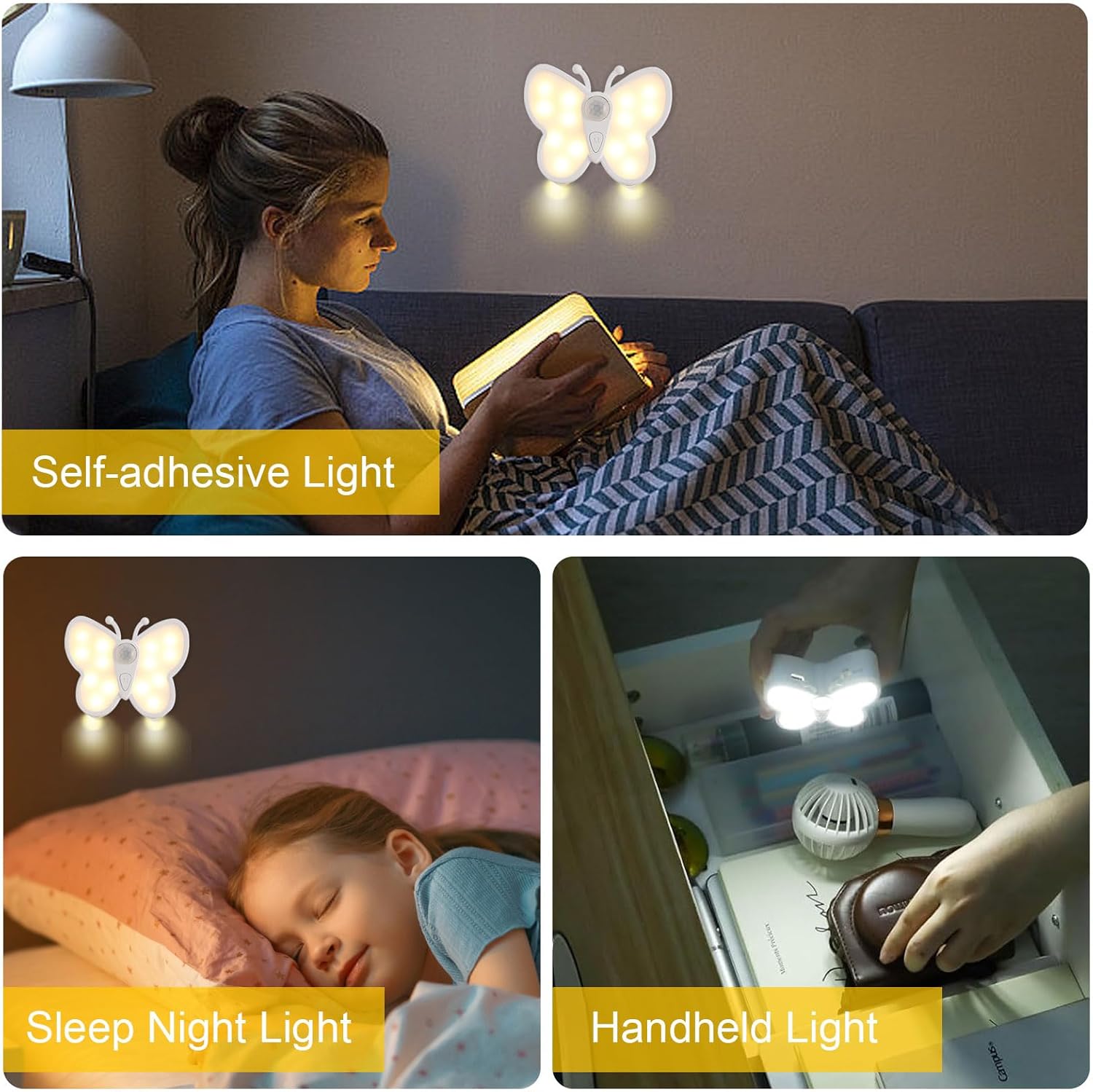 Світлодіодний нічник-бабочка з датчиком руху ∙ Перезаряджуваний нічник «Бабочка» для декору кімнати - мініатюра 6