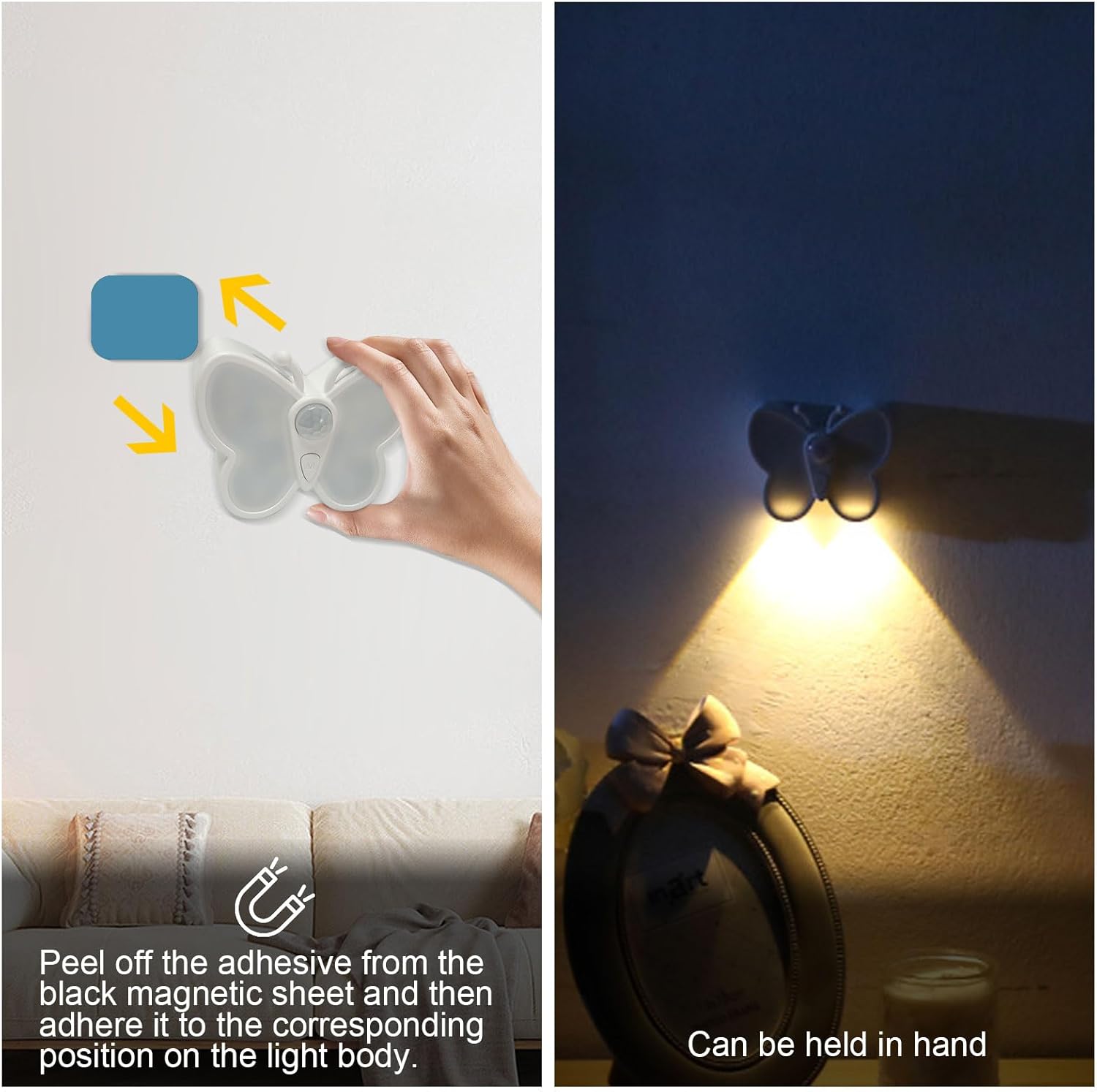 Світлодіодний нічник-бабочка з датчиком руху ∙ Перезаряджуваний нічник «Бабочка» для декору кімнати - мініатюра 7