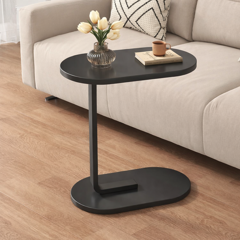 Приліжковий столик D-03 із дерев’яною стільницею та металевою основою 30×45×63 ∙ Наддиванний овальний стіл із цільною стільницею 64225 - мініатюра 3