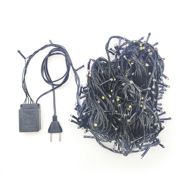 Гірлянда чорний провід лампа Рубінка велика 200LED ∙ Прозора кругла гірлянда 200LED - мініатюра 2