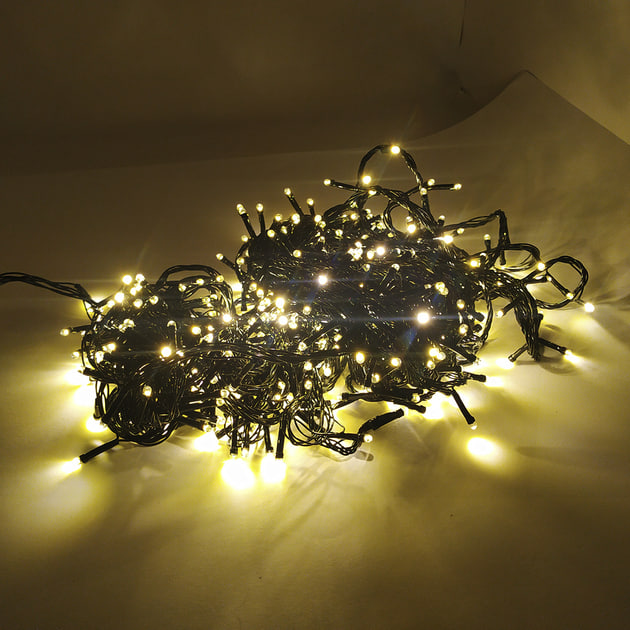 Гірлянда чорний провід лампа Рубінка велика 200LED ∙ Прозора кругла гірлянда 200LED - мініатюра 5