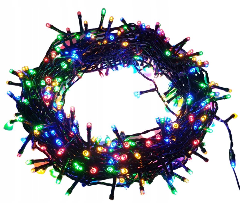Гірлянда нитка 300led warm 100-10 led флеш на чорному дроті ∙ Провід гірлянда кульки 300 led
