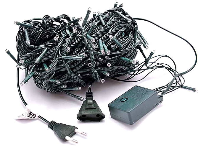 Гірлянда нитка 300led warm 100-10 led флеш на чорному дроті ∙ Провід гірлянда кульки 300 led - мініатюра 4