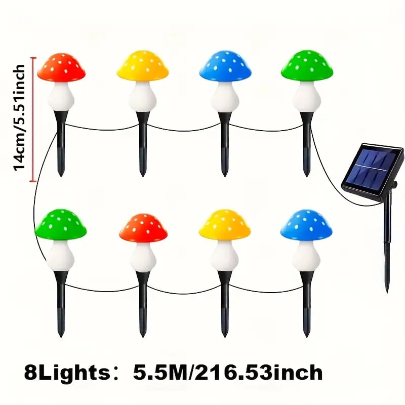 Декоративна гірлянда Мухомори з сонячною батареєю ∙ Садова гірлянда Мухомори 8 режимів світіння - мініатюра 2