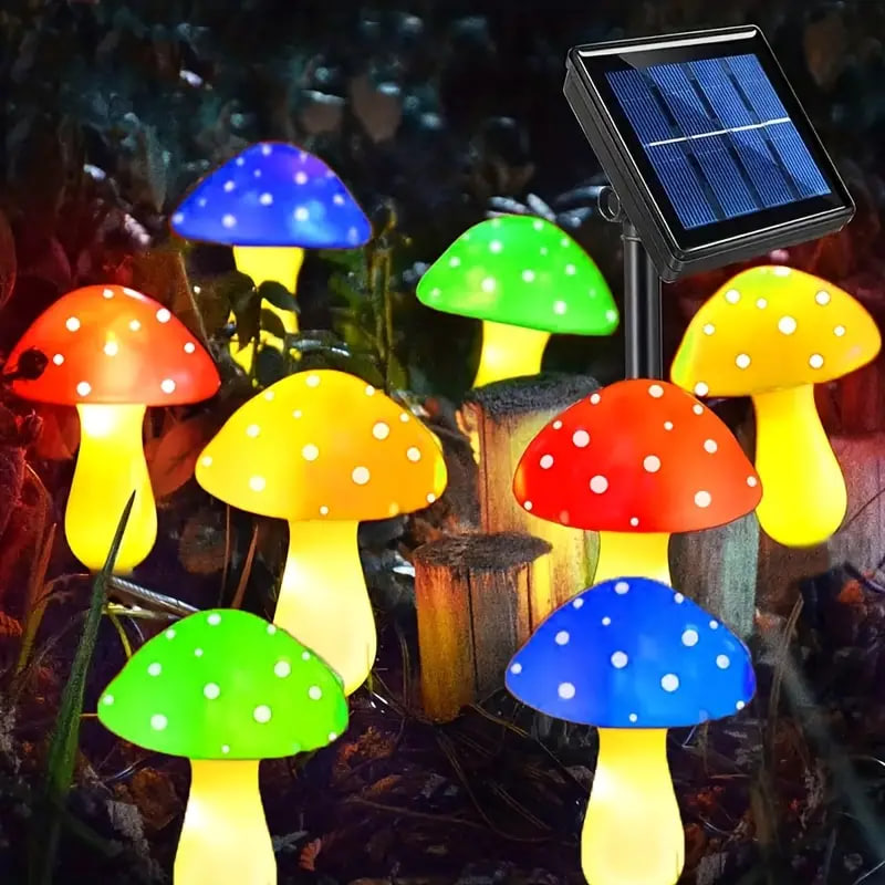 Декоративна гірлянда Мухомори з сонячною батареєю ∙ Садова гірлянда Мухомори 8 режимів світіння - мініатюра 4