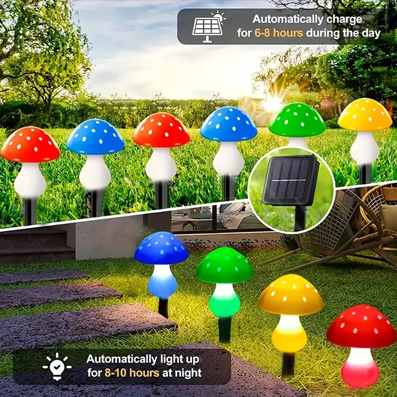 Декоративна гірлянда Мухомори з сонячною батареєю ∙ Садова гірлянда Мухомори 8 режимів світіння - мініатюра 5