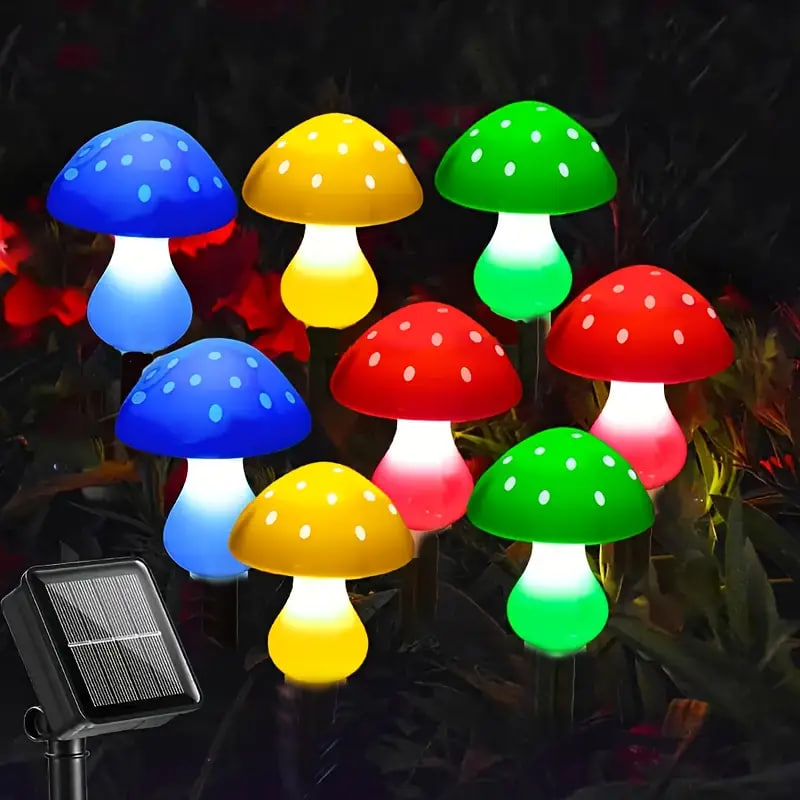 Декоративна гірлянда Мухомори з сонячною батареєю ∙ Садова гірлянда Мухомори 8 режимів світіння - мініатюра 6