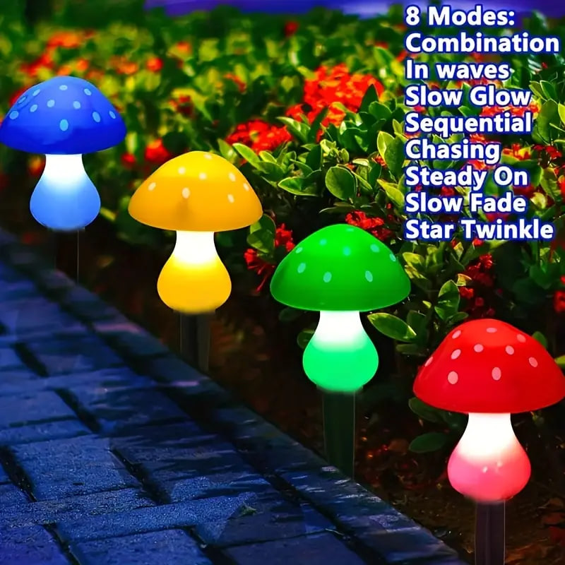 Декоративна гірлянда Мухомори з сонячною батареєю ∙ Садова гірлянда Мухомори 8 режимів світіння - мініатюра 9
