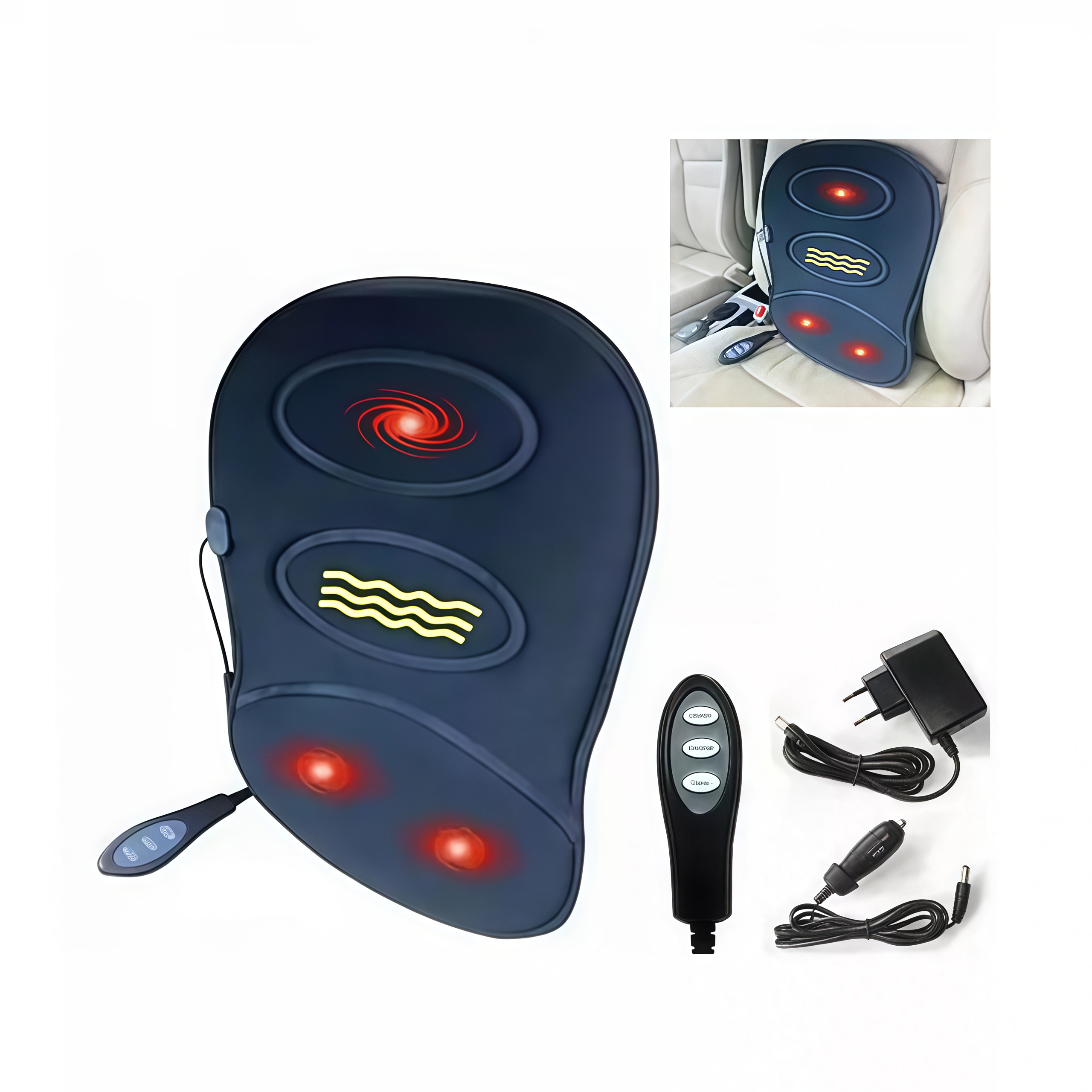 Накидка масажна на сидіння авто LY-407 з функцією підігріву 3 режими роботи ∙ Масажна накидка на сидіння MASSAGER LY-407 - мініатюра 2