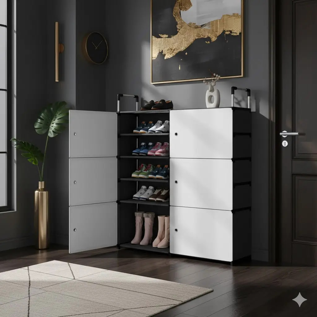 Закритий стелаж для взуття BXG-006 — елегантне рішення для вашого дому ∙ Складна полиця для взуття закритий стелаж 81×29×110 LY-1046 - мініатюра 2