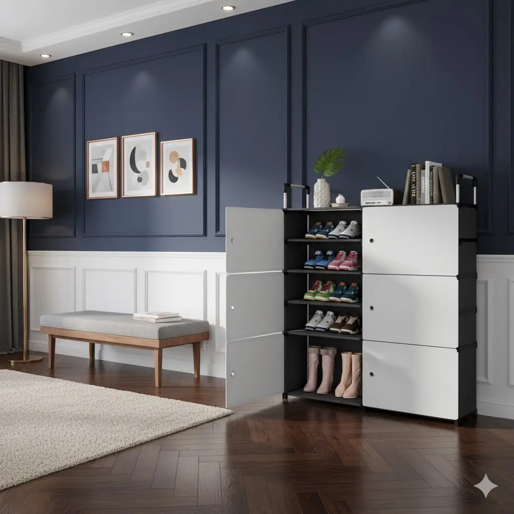 Закритий стелаж для взуття BXG-006 — елегантне рішення для вашого дому ∙ Складна полиця для взуття закритий стелаж 81×29×110 LY-1046 - мініатюра 4