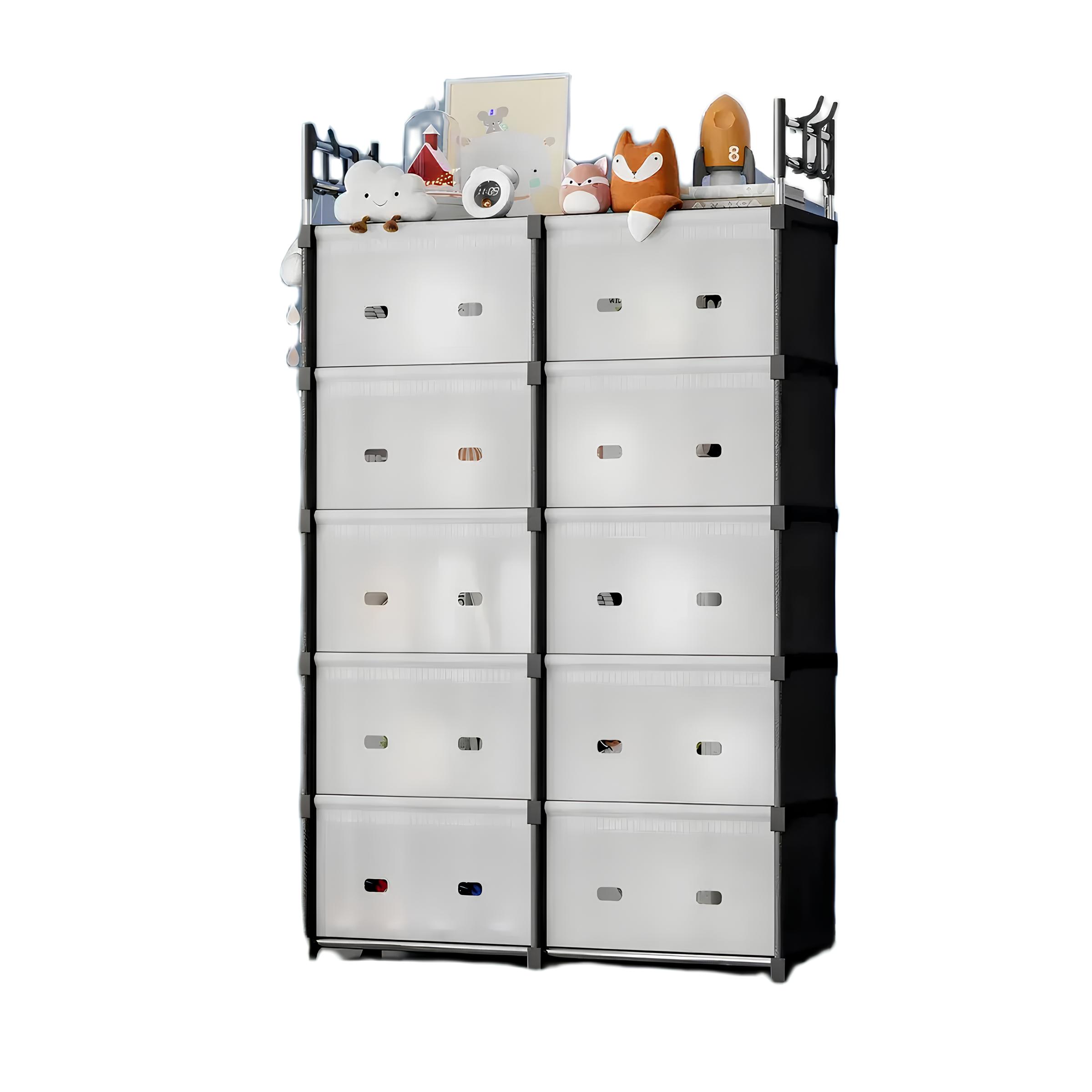 Полиця для взуття з металевим каркасом LY-1048 ∙ Складний стелаж для взуття в тамбур LY-1048 із закритими полицями