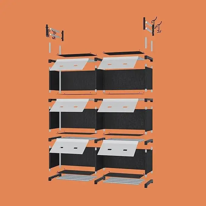 Полиця для взуття з металевим каркасом LY-1048 ∙ Складний стелаж для взуття в тамбур LY-1048 із закритими полицями - мініатюра 5