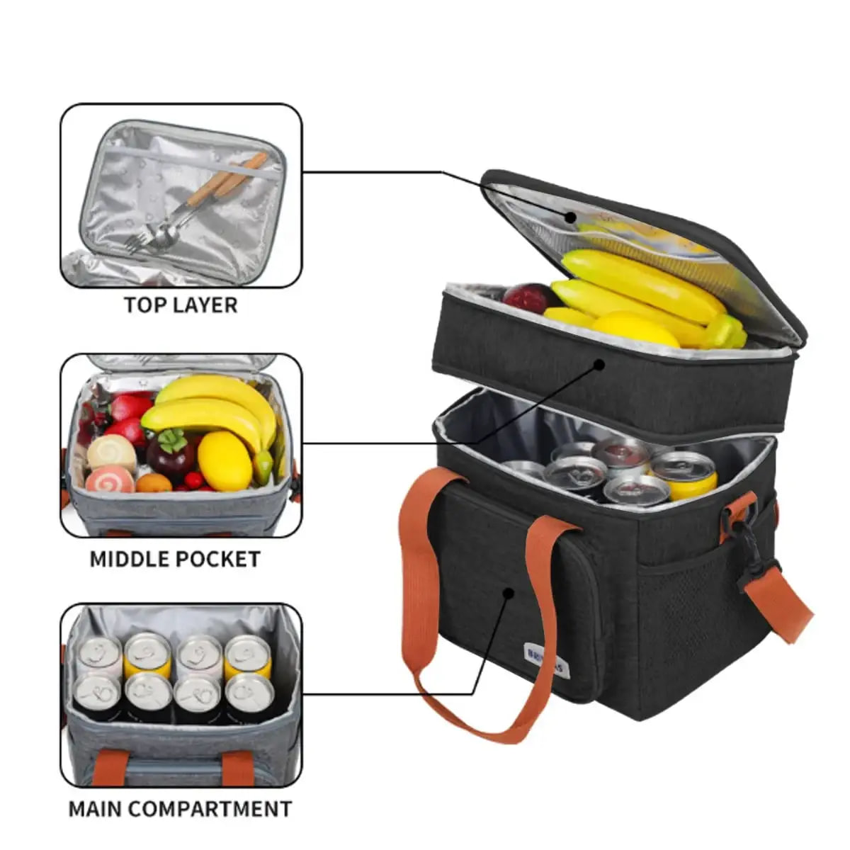 Термосумка сумка холодильник LY-943 для кемпінгу та роботи з ручкою через плече ∙ Сумка-холодильник з одним відсіком LY-943 - мініатюра 4