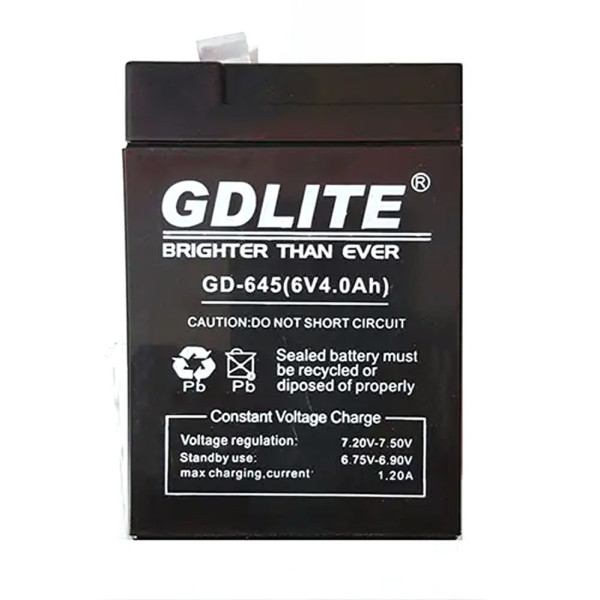 Свинцево-кислотний акумулятор GDLITE GD-645 для універсального застосування ∙ Акумулятор 6V/4Ah GDLITE GD-645 - мініатюра 2