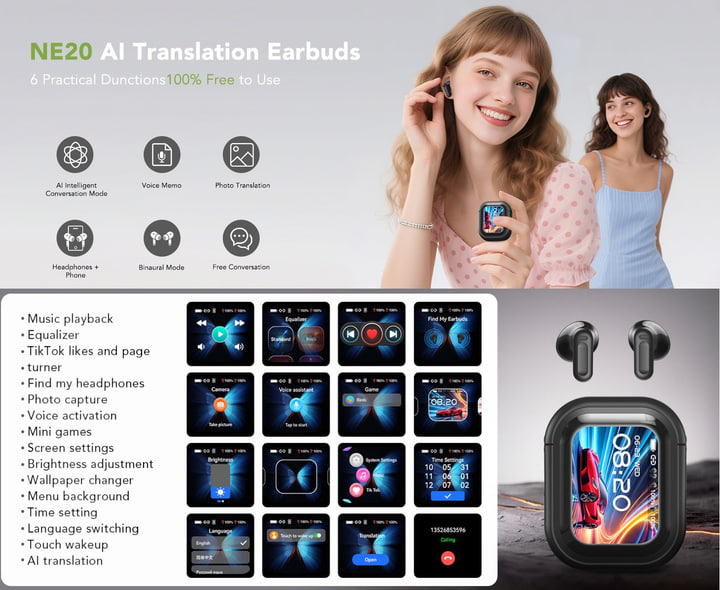 Навушники HTC NE20 AI з функцією перекладу в режимі реального часу ∙ Бездротові інтелектуальні навушники HTC NE20 AI - мініатюра 4