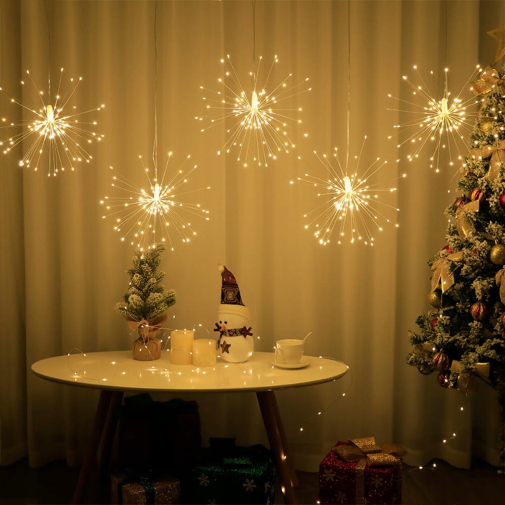 Гірлянда новорічна Феєрверк мідний дріт штора XL-81-20 ∙ Світлова гірлянда-феєрверк 3×0.3 м XL-81-20 - мініатюра 4