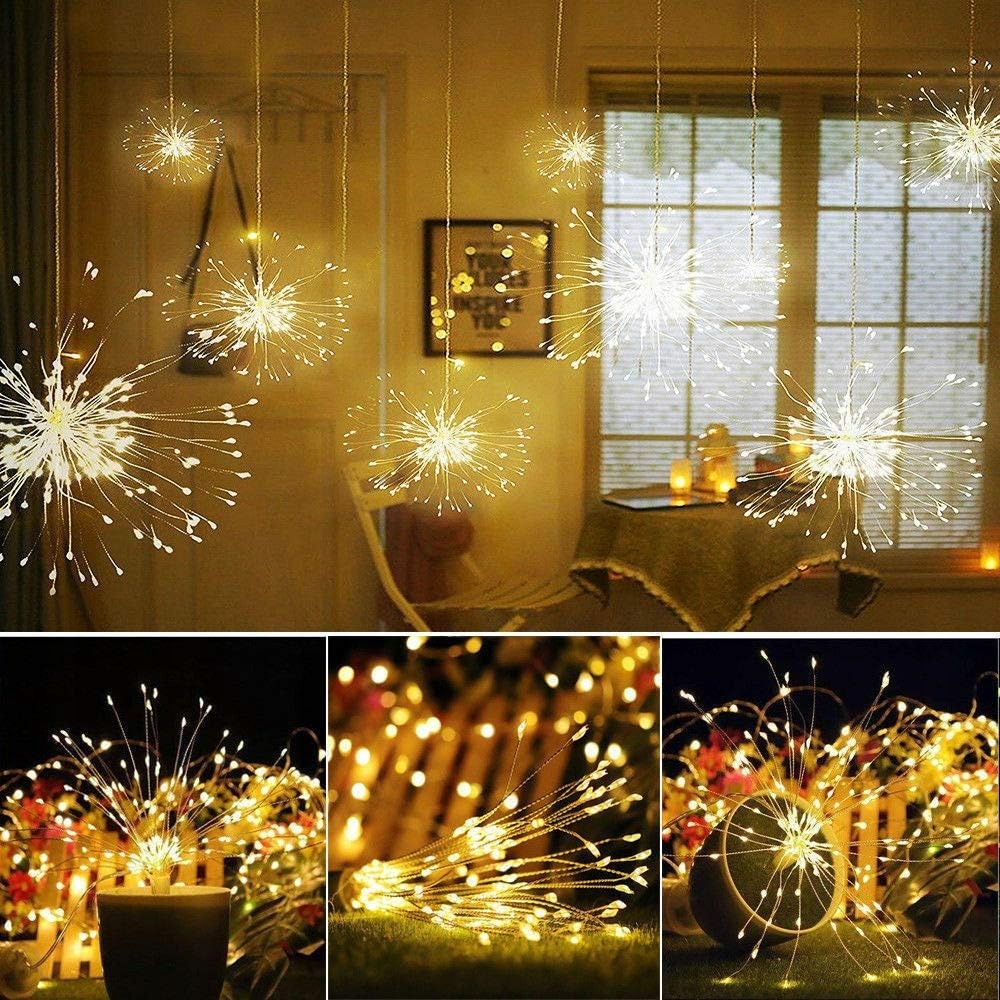 Гірлянда новорічна Феєрверк мідний дріт штора XL-81-20 ∙ Світлова гірлянда-феєрверк 3×0.3 м XL-81-20 - мініатюра 7