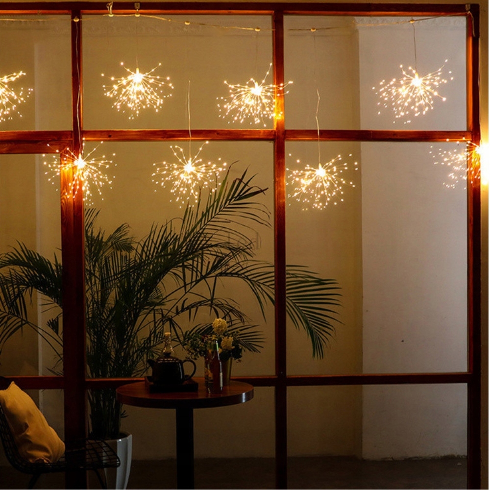 Гірлянда новорічна Феєрверк мідний дріт штора XL-81-20 ∙ Світлова гірлянда-феєрверк 3×0.3 м XL-81-20 - мініатюра 9