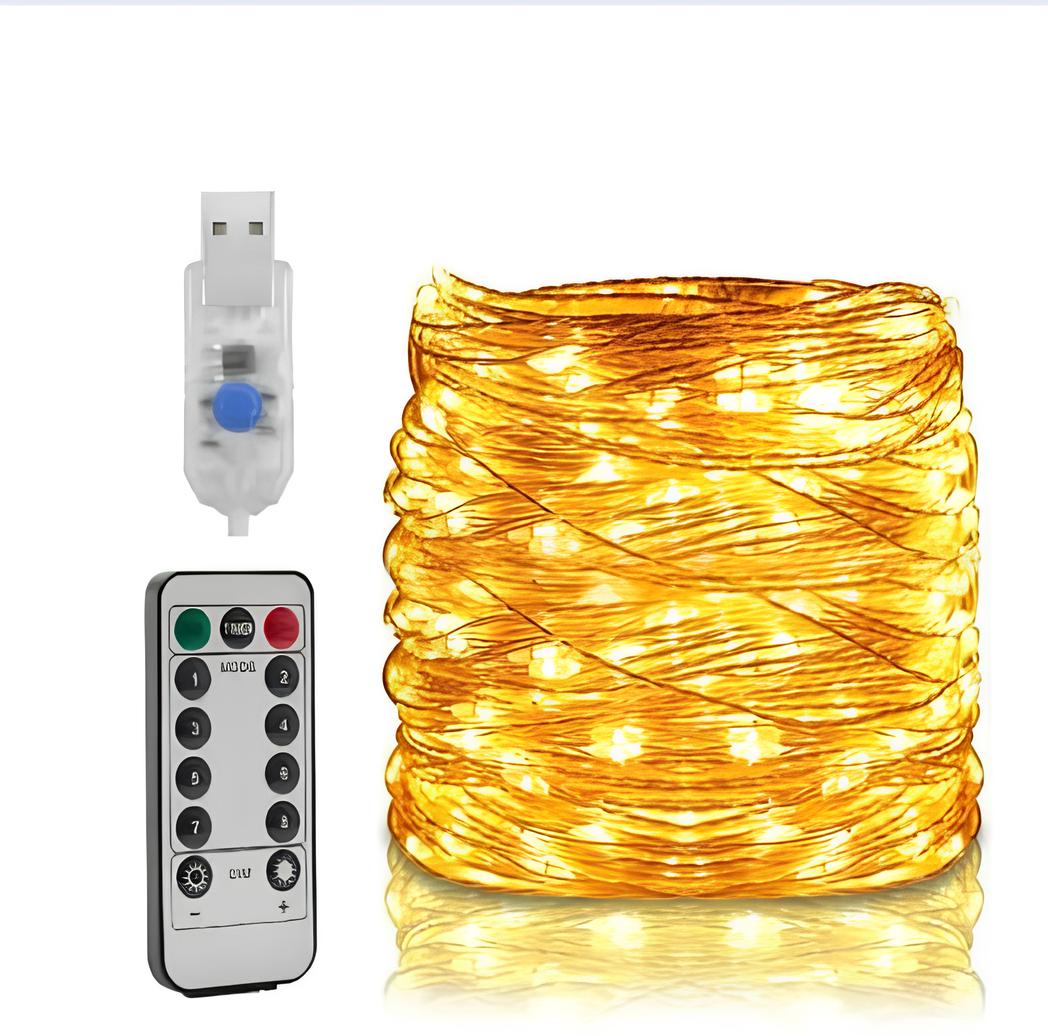 Світлодіодна гірлянда Роса USB 2 метри з пультом дистанційного управління ∙ Гірлянда мідна проволока 200LED 2M USB XL-76-20