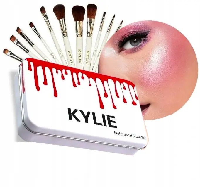 Професійні кисті для макіяжу Kylie Professional Brush Set 12 шт. ∙ Набір кистей Kylie Professional для очей та обличчя