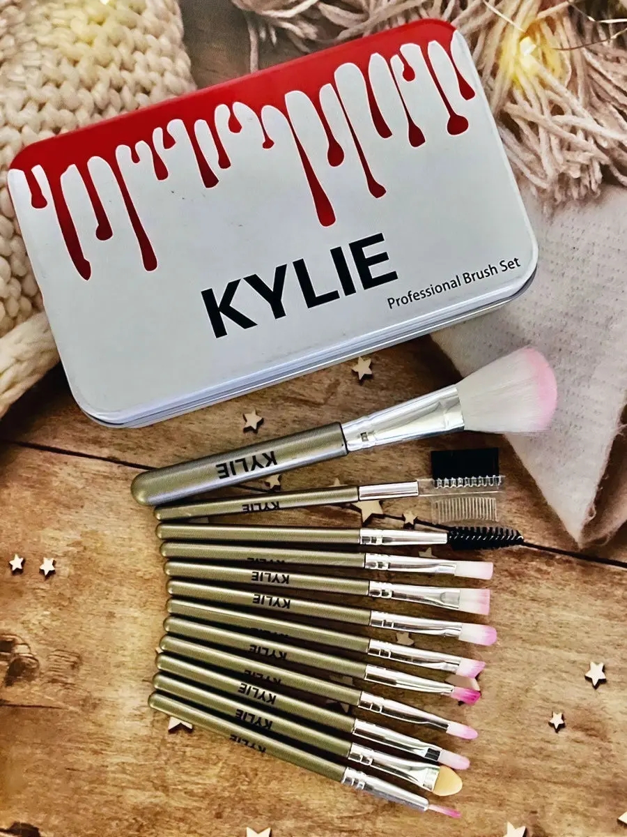 Професійні кисті для макіяжу Kylie Professional Brush Set 12 шт. ∙ Набір кистей Kylie Professional для очей та обличчя - мініатюра 4