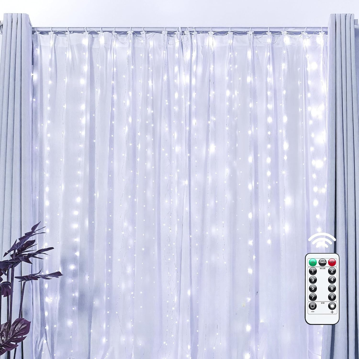 Штора гірлянда 300л 3×3 USB + пульт 4543 ∙ Світлодіодна водонепроникна гірлянда-штора 3×3 м 79-30