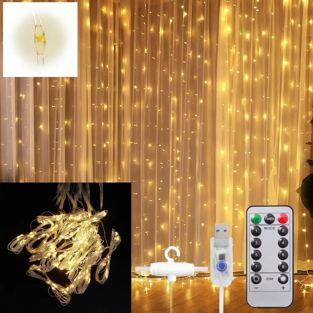 Гірлянда ШТОРА 2×2 м 200 LED Тепле світло XL-85-20 ∙ Світлодіодна штора 200 ламп 2×2 м XL-85-20