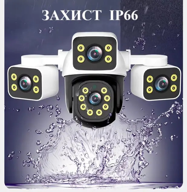 Камера відеоспостереження 12MP Wi-Fi IP-камера HD 3 об’єктива ∙ Потрійна вулична Wi-Fi камера відеоспостереження з боковими лінзами - мініатюра 2