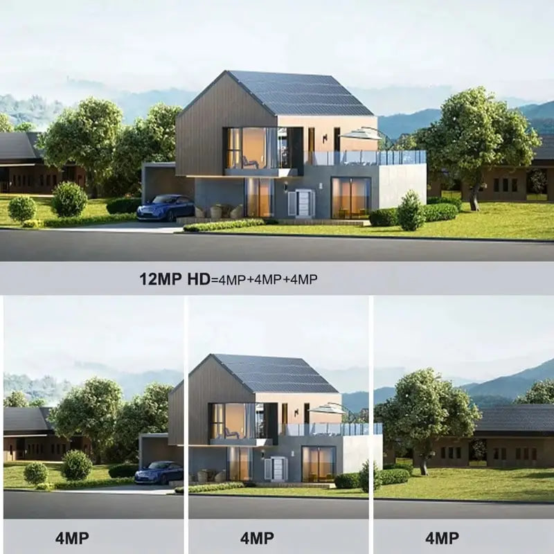 Камера відеоспостереження 12MP Wi-Fi IP-камера HD 3 об’єктива ∙ Потрійна вулична Wi-Fi камера відеоспостереження з боковими лінзами - мініатюра 5