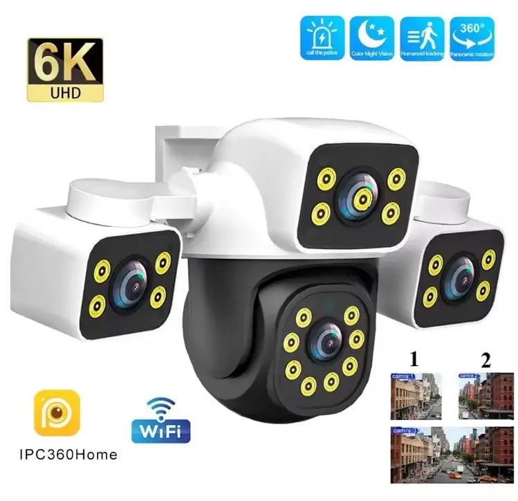 Камера відеоспостереження 12MP Wi-Fi IP-камера HD 3 об’єктива ∙ Потрійна вулична Wi-Fi камера відеоспостереження з боковими лінзами - мініатюра 7