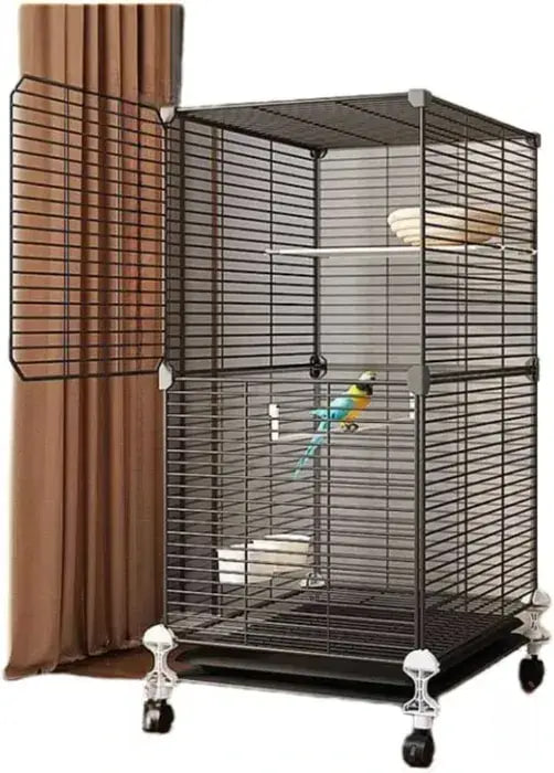 Простора металева клітка для папуг і канарок 82×37×37 см ∙ Клітка для птахів KP-82 на коліщатках