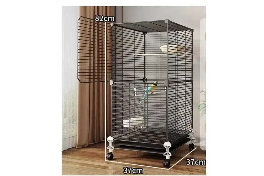 Простора металева клітка для папуг і канарок 82×37×37 см ∙ Клітка для птахів KP-82 на коліщатках - мініатюра 3
