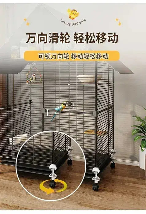 Простора металева клітка для папуг і канарок 82×37×37 см ∙ Клітка для птахів KP-82 на коліщатках - мініатюра 5