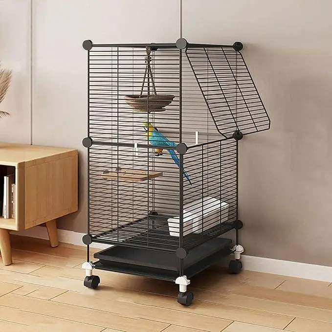 Простора металева клітка для папуг і канарок 82×37×37 см ∙ Клітка для птахів KP-82 на коліщатках - мініатюра 6