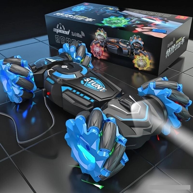Машинка-перевертень Stunt Car H-6020 з джойстиком радіокерування та підсвічуванням коліс ∙ Машинка-перевертень що світиться H-6020 - мініатюра 4