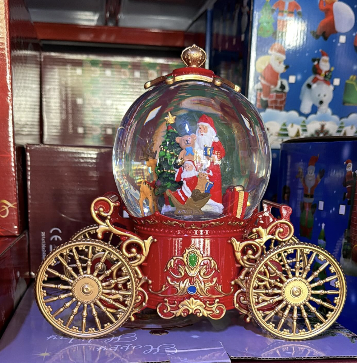 Сніжний шар Карета SH2501 з автоподувом LED та музикою ∙ Новорічний музичний ліхтар у вигляді карети SH2501