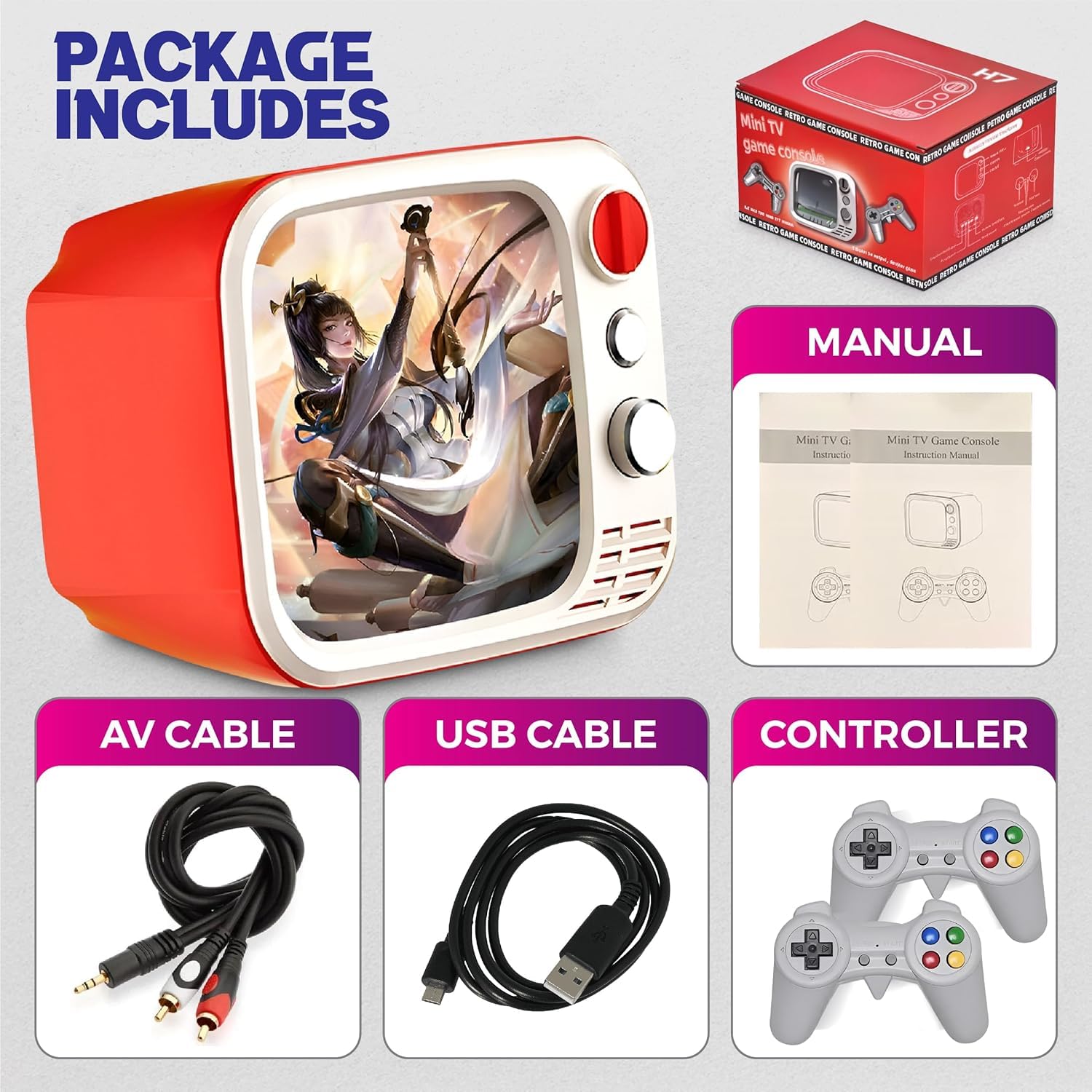 Ігрова консоль H7 Mini TV РЕТРО 740 ігор + 2 джойстики ∙ Портативна ретро-консоль H7 з екраном та джойстиками - мініатюра 8