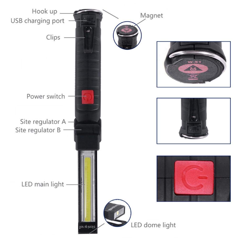 Універсальний перезаряджуваний ліхтар WorkLight W52 з магнітом і гачком ∙ Багатофункціональний LED ліхтар W-52-SMD+COB - мініатюра 6
