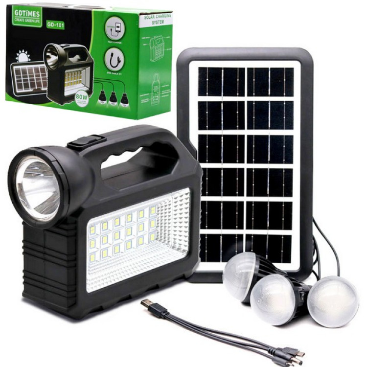 Ліхтар GD-101 PowerBank з сонячною зарядкою 3 лампочки ∙ Портативна сонячна станція GDLITE GD-101