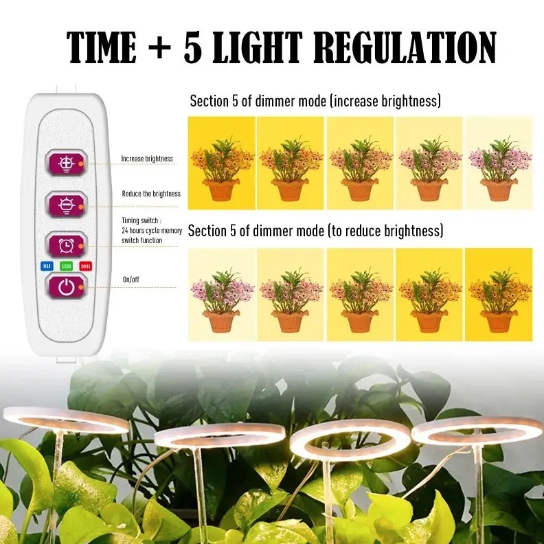 Лампа для фотосинтезу рослин з 4 світлодіодними кільцями MA714 ∙ LED лампа MA714 для росту рослин з регульованим напрямком світла - мініатюра 2