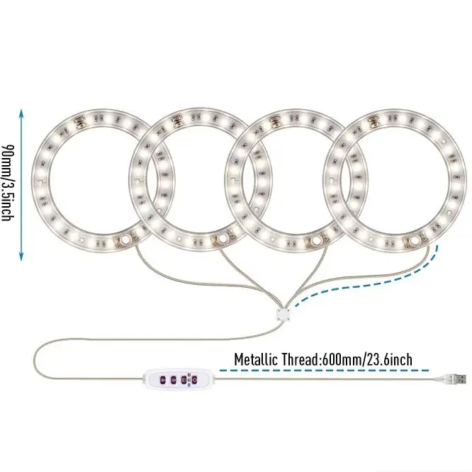 Лампа для фотосинтезу рослин з 4 світлодіодними кільцями MA714 ∙ LED лампа MA714 для росту рослин з регульованим напрямком світла - мініатюра 4