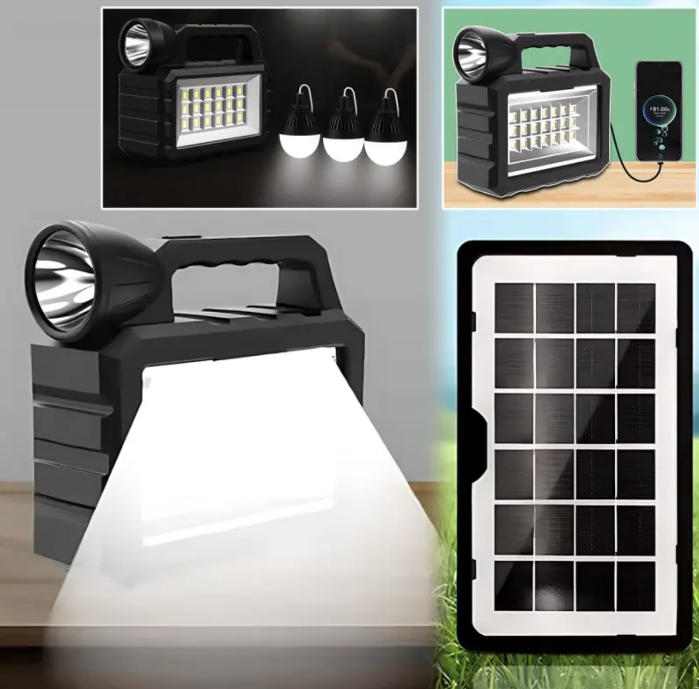 Зарядна станція портативна з сонячною панеллю ліхтарем та 3 лампочками CL 28 ∙ Портативна CL-28 сонячна станція - мініатюра 9