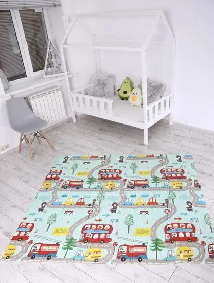 Дитячий розвиваючий складний термокилимок 200*180 см Folding baby mat Ігровий килимок для дітей (Автобус)